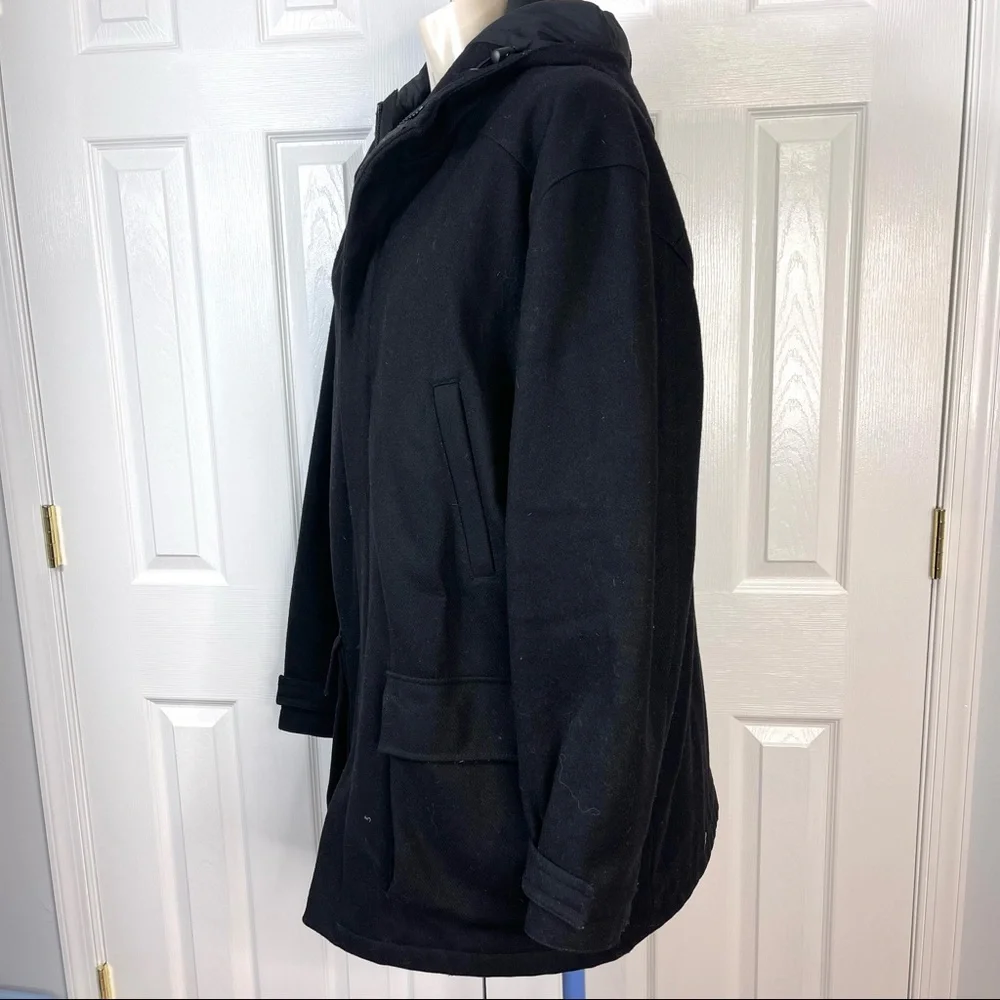 J.Crew Men’s WOOL car coat Black zip front Velcro closure heavy jacket XL WINTER - Picture 3 of 11